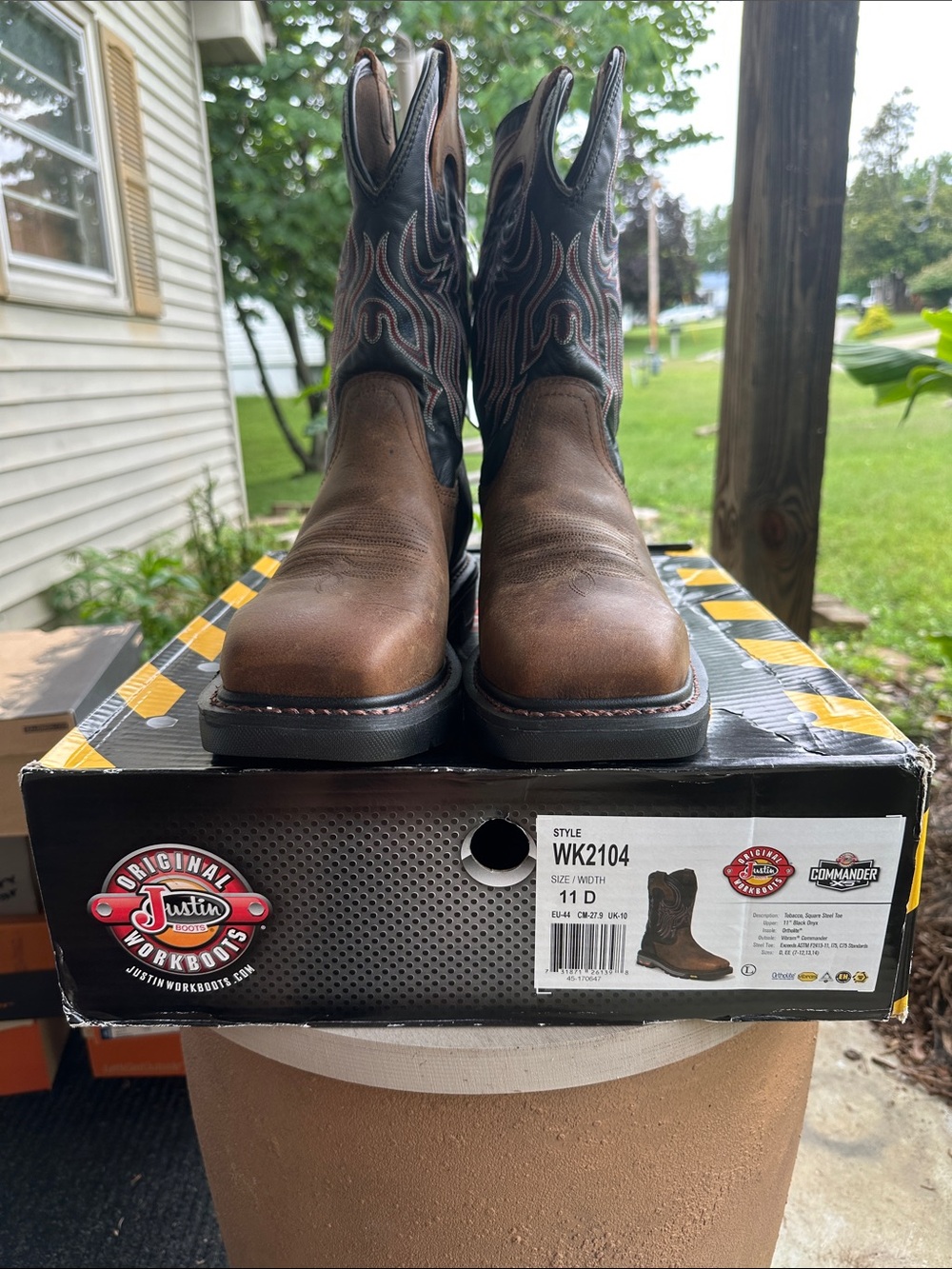 New Justin Boots Steel Toe Brown and Black Men's Western Work Boots